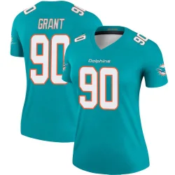 Women's Kenneth Grant Miami Dolphins No.90 Legend Jersey - Aqua