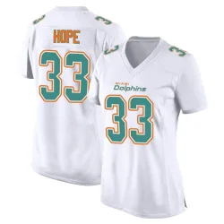 Women's Larry Hope Miami Dolphins No.33 Game Fashion Jersey - White