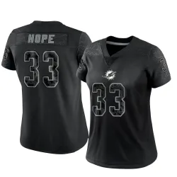 Women's Larry Hope Miami Dolphins No.33 Limited Reflective Jersey - Black