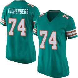 Women's Liam Eichenberg Miami Dolphins No.74 Game Alternate Jersey - Aqua