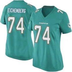 Women's Liam Eichenberg Miami Dolphins No.74 Game Team Color Jersey - Aqua