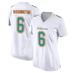 Women's Malik Washington Miami Dolphins No.6 Game Fashion Jersey - White