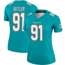 Women's Matthew Butler Miami Dolphins No.91 Legend Jersey - Aqua