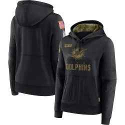 Women's Miami Dolphins No. 2020 Salute to Service Performance Pullover Hoodie - Black