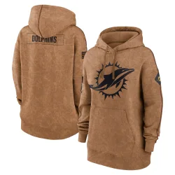 Women's Miami Dolphins No. 2023 Salute to Service Pullover Hoodie - Brown