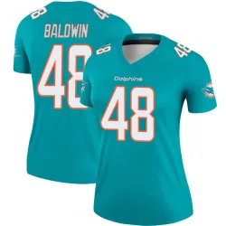 Women's Monaray Baldwin Miami Dolphins No.48 Legend Jersey - Aqua