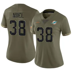 Women's Nate Noel Miami Dolphins No.38 Limited 2022 Salute To Service Jersey - Olive