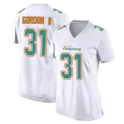 Women's Ollie Gordon II Miami Dolphins No.31 Game Fashion Jersey - White