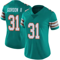 Women's Ollie Gordon II Miami Dolphins No.31 Limited Alternate Vapor Untouchable Jersey - Aqua