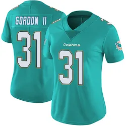 Women's Ollie Gordon II Miami Dolphins No.31 Limited Team Color Vapor Untouchable Jersey - Aqua
