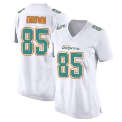 Women's Pharaoh Brown Miami Dolphins No.85 Game Fashion Jersey - White