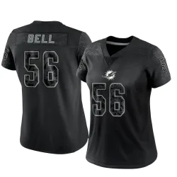 Women's Quinton Bell Miami Dolphins No.56 Limited Reflective Jersey - Black