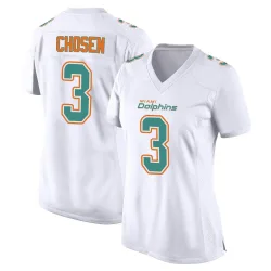 Women's Robbie Chosen Miami Dolphins No.3 Game Fashion Jersey - White