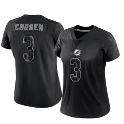 Women's Robbie Chosen Miami Dolphins No.3 Limited Reflective Jersey - Black