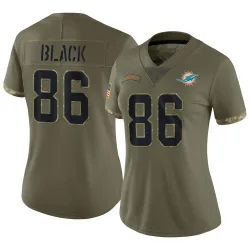 Women's Tarik Black Miami Dolphins No.86 Limited 2022 Salute To Service Jersey - Olive