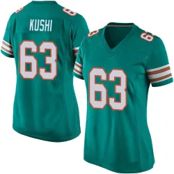 Women's Tedi Kushi Miami Dolphins No.63 Game Alternate Jersey - Aqua