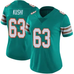Women's Tedi Kushi Miami Dolphins No.63 Limited Alternate Vapor Untouchable Jersey - Aqua