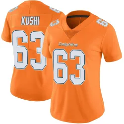 Women's Tedi Kushi Miami Dolphins No.63 Limited Color Rush Jersey - Orange