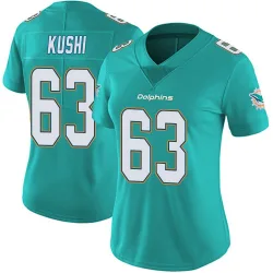 Women's Tedi Kushi Miami Dolphins No.63 Limited Team Color Vapor Untouchable Jersey - Aqua