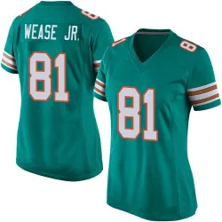 Women's Theo Wease Jr. Miami Dolphins No.81 Game Alternate Jersey - Aqua