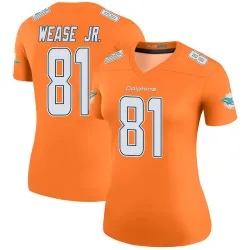 Women's Theo Wease Jr. Miami Dolphins No.81 Legend Color Rush Jersey - Orange
