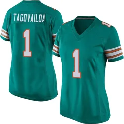 Women's Tua Tagovailoa Miami Dolphins No.1 Game Alternate Jersey - Aqua