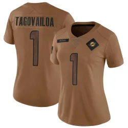 Women's Tua Tagovailoa Miami Dolphins No.1 Limited 2023 Salute To Service Jersey - Brown