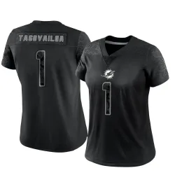 Women's Tua Tagovailoa Miami Dolphins No.1 Limited Reflective Jersey - Black