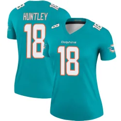 Women's Tyler Huntley Miami Dolphins No.18 Legend Jersey - Aqua