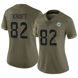 Women's Tyler Kroft Miami Dolphins No.82 Limited 2022 Salute To Service Jersey - Olive