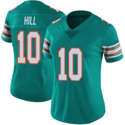 Women's Tyreek Hill Miami Dolphins No.10 Limited Alternate Vapor Untouchable Jersey - Aqua