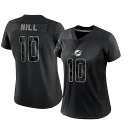 Women's Tyreek Hill Miami Dolphins No.10 Limited Reflective Jersey - Black