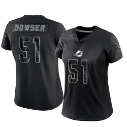 Women's Tyus Bowser Miami Dolphins No.51 Limited Reflective Jersey - Black
