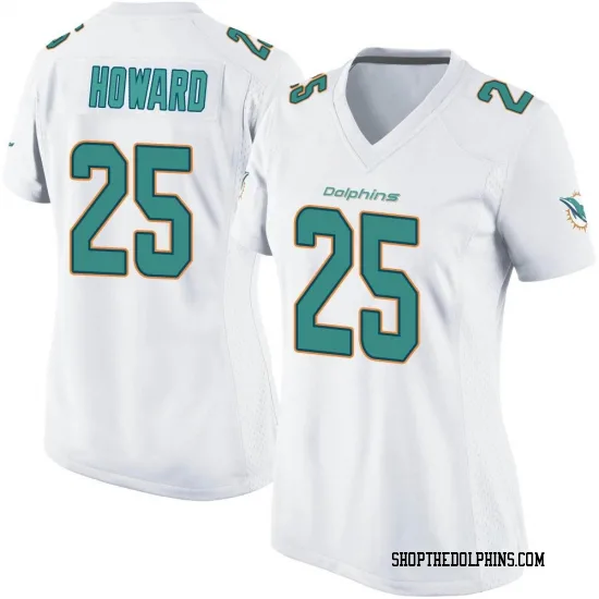 #25 XAVIEN HOWARD MIAMI DOLPHINS TEAM ISSUED WHITE SAMPLE JERSEY SIZE 42