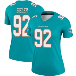 Women's Zach Sieler Miami Dolphins No.92 Legend Jersey - Aqua