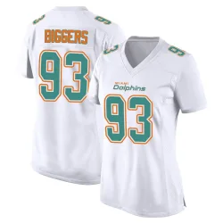 Women's Zeek Biggers Miami Dolphins No.93 Game Fashion Jersey - White