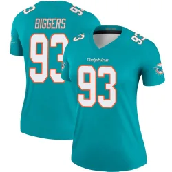 Women's Zeek Biggers Miami Dolphins No.93 Legend Jersey - Aqua