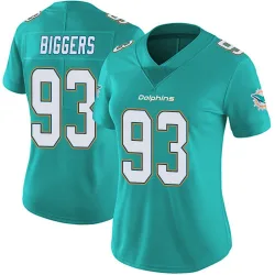 Women's Zeek Biggers Miami Dolphins No.93 Limited Team Color Vapor Untouchable Jersey - Aqua