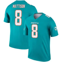 Youth Alexander Mattison Miami Dolphins No.8 Legend Jersey - Aqua