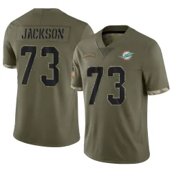 Youth Austin Jackson Miami Dolphins No.73 Limited 2022 Salute To Service Jersey - Olive