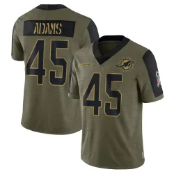 Youth BJ Adams Miami Dolphins No.45 Limited 2021 Salute To Service Jersey - Olive