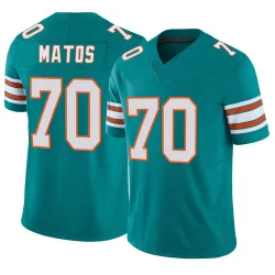 Youth Bayron Matos Miami Dolphins No.70 Limited Alternate Vapor F.U.S.E. Jersey - Aqua