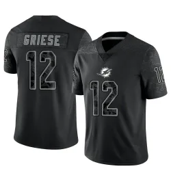 Youth Bob Griese Miami Dolphins No.12 Limited Reflective Jersey - Black