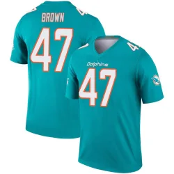 Youth Cam Brown Miami Dolphins No.47 Legend Jersey - Aqua