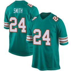 Youth Cam Smith Miami Dolphins No.24 Game Alternate Jersey - Aqua