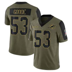 Youth Cameron Goode Miami Dolphins No.53 Limited 2021 Salute To Service Jersey - Olive