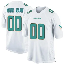 Youth Custom Miami Dolphins No.00 Game Jersey - White