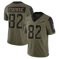 Youth Dee Eskridge Miami Dolphins No.82 Limited 2021 Salute To Service Jersey - Olive