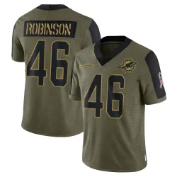 Youth Ethan Robinson Miami Dolphins No.46 Limited 2021 Salute To Service Jersey - Olive