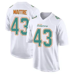 Youth Jason Maitre Miami Dolphins No.43 Game Fashion Jersey - White